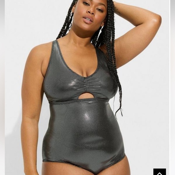 New!‎ Torrid sz 4 Wireless Foil Keyhole Plunge One Piece Bathing Swim Suit 4X - Picture 3 of 5
